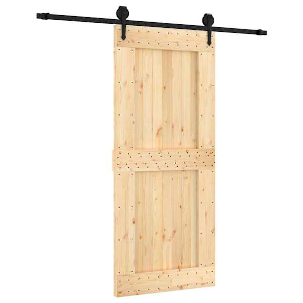 vidaXL Libisev uks Naturaalne ja must 90 x 210 cm Tahke m&auml;nnipuit