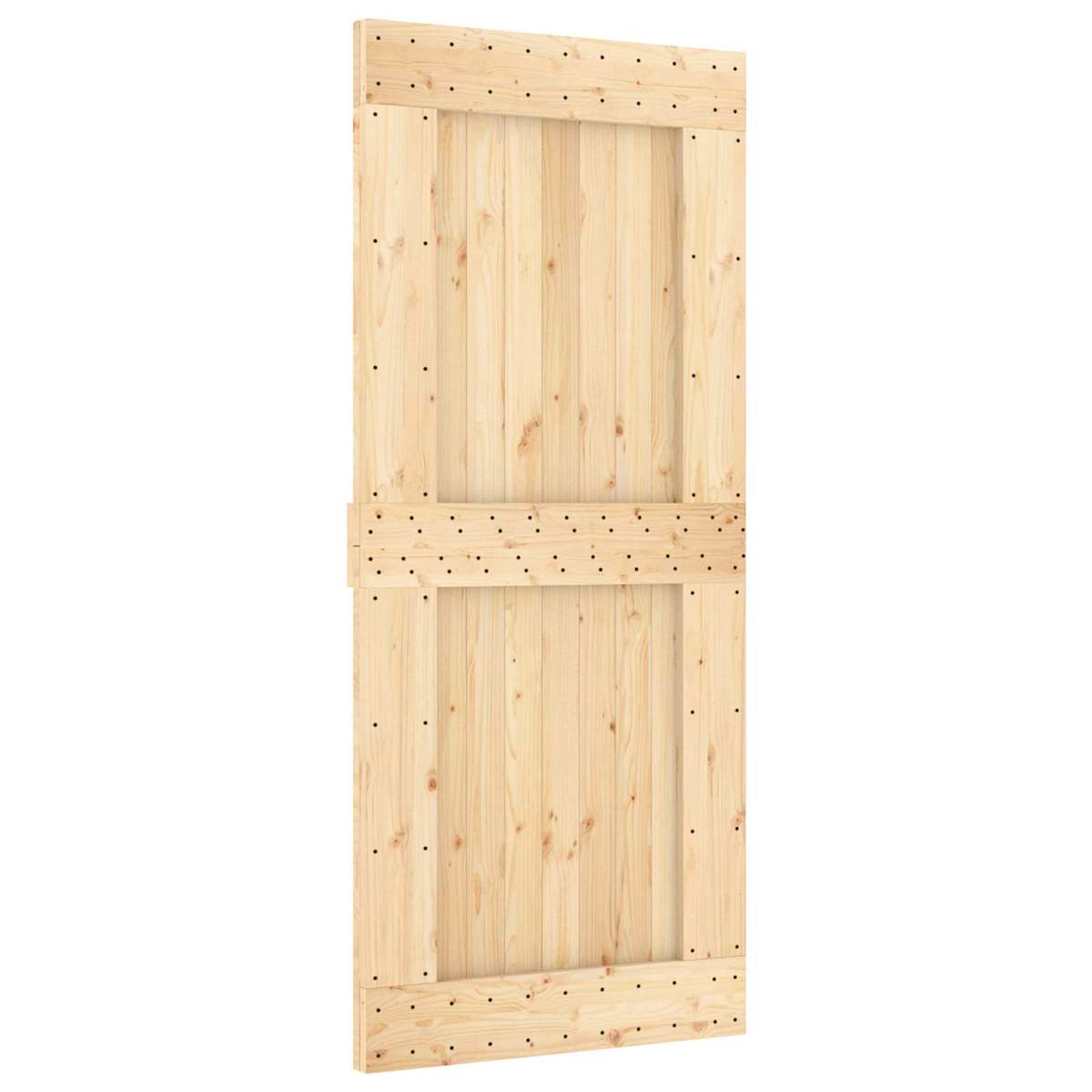 Skydedør Naturfarvet og sort 90 x 210 cm Massivt Fyrretræ - Billede 3