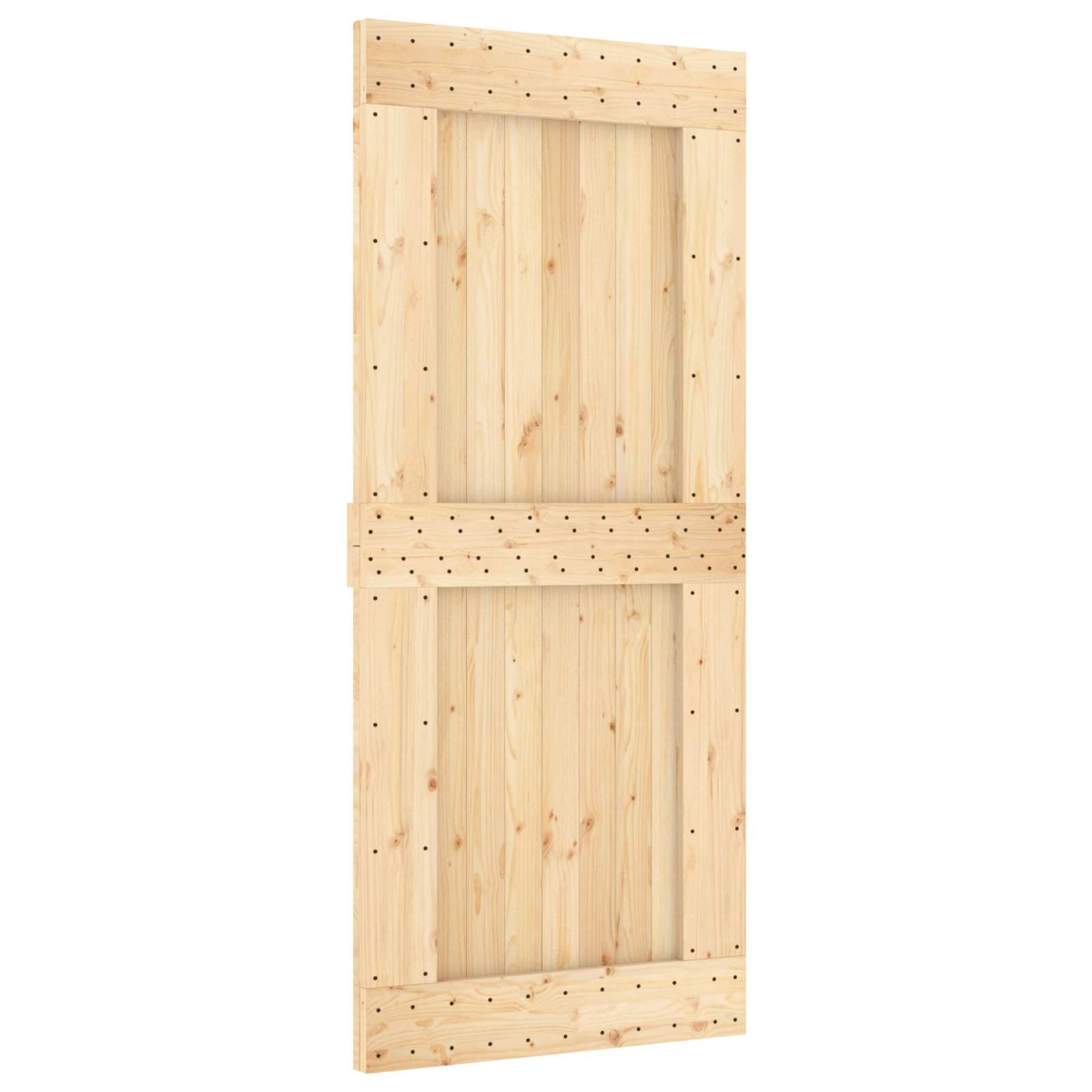 Schuifdeur Naturel en Zwart 90 x 210 cm Massief Grenenhout image 3