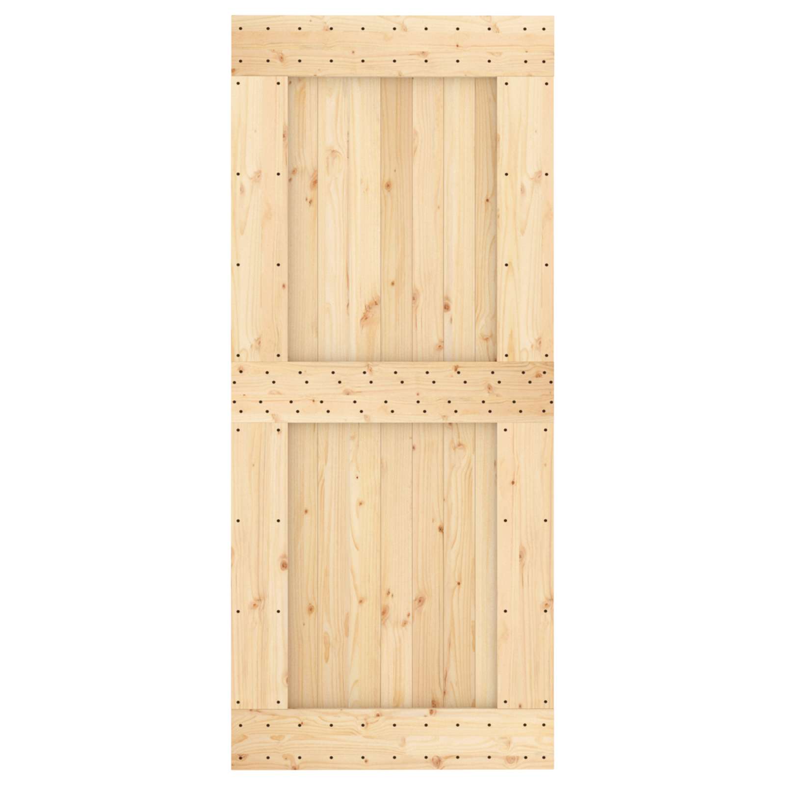 Schuifdeur Naturel en Zwart 90 x 210 cm Massief Grenenhout image 4