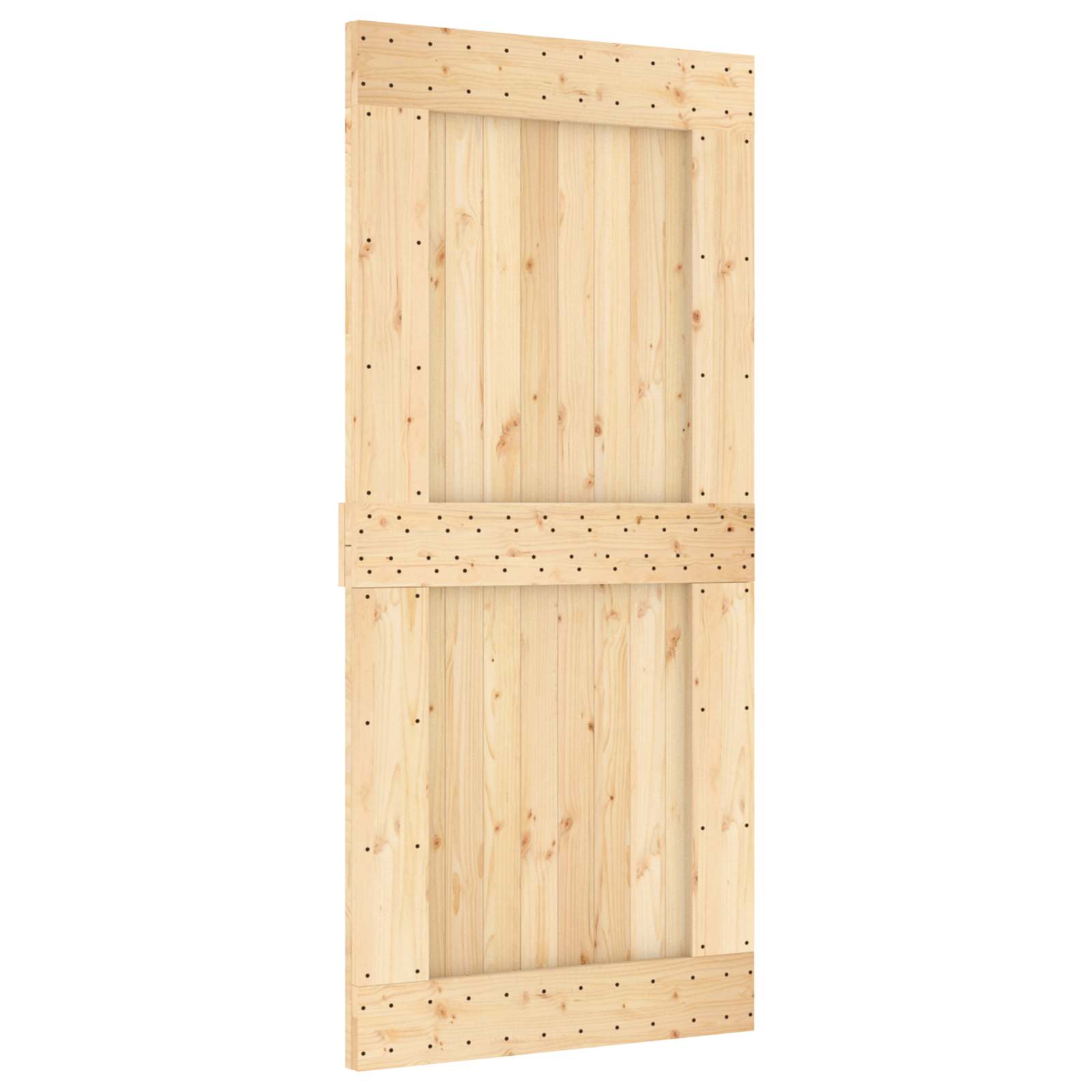 Schuifdeur Naturel en Zwart 95 x 210 cm Massief Grenenhout image 3