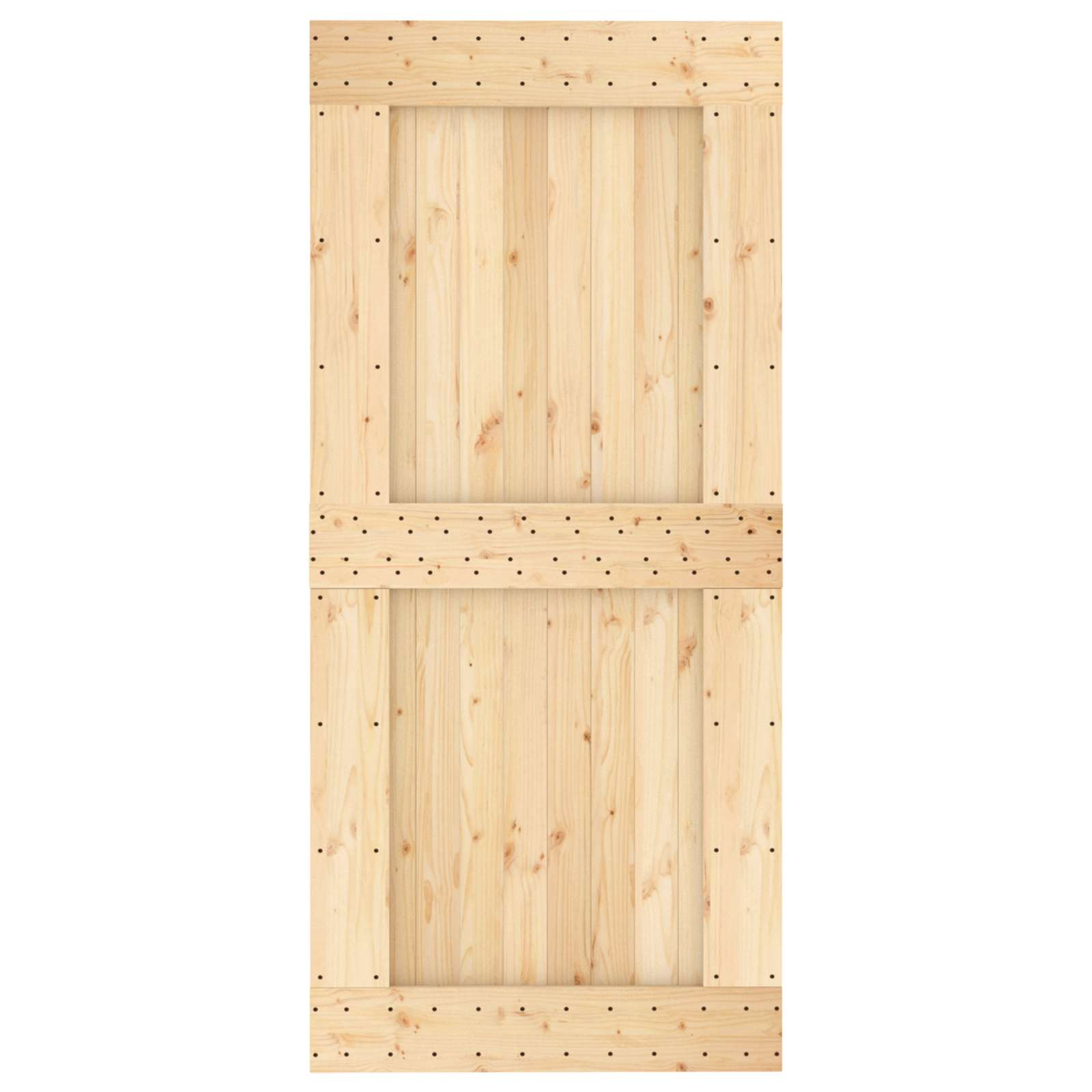 Schuifdeur Naturel en Zwart 95 x 210 cm Massief Grenenhout image 4