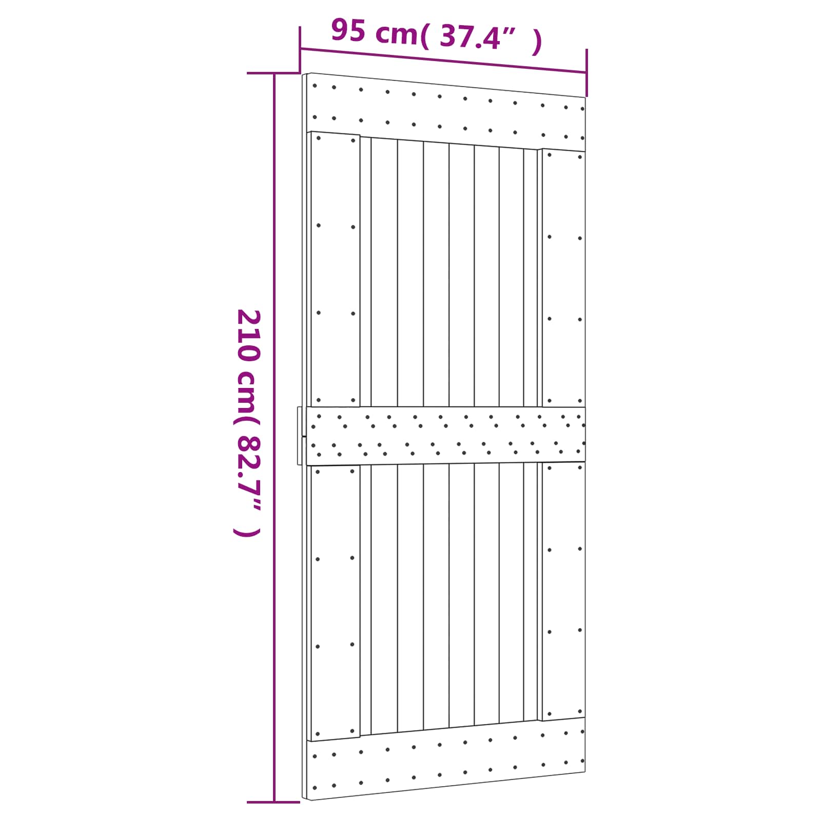 Schuifdeur Naturel en Zwart 95 x 210 cm Massief Grenenhout image 11