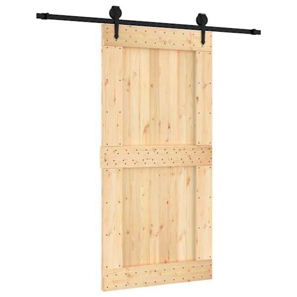 vidaXL Libisev uks Naturaalne ja must 100 x 210 cm Tahke m&auml;nnipuit
