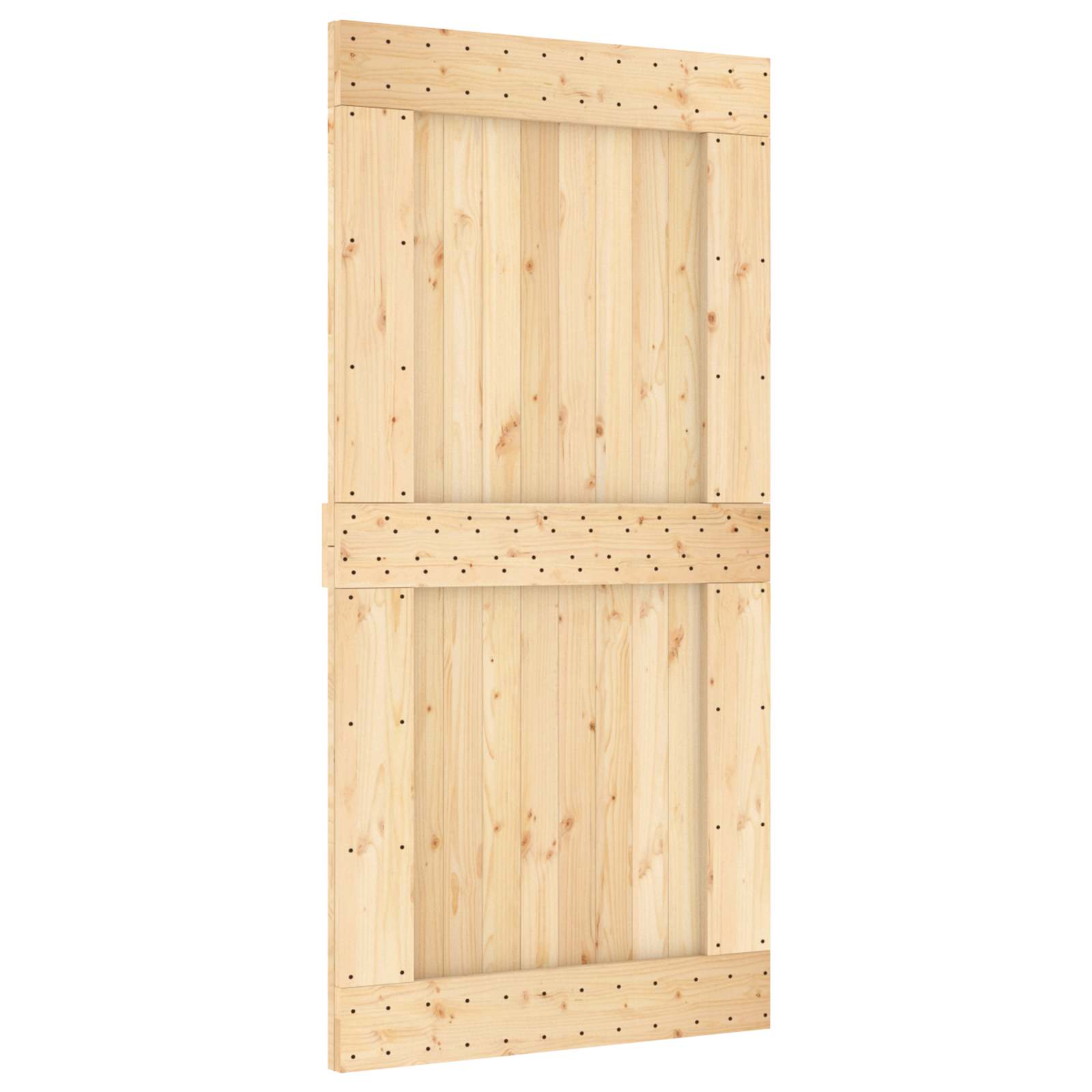 Schuifdeur Naturel en Zwart 100 x 210 cm Massief Grenenhout image 3