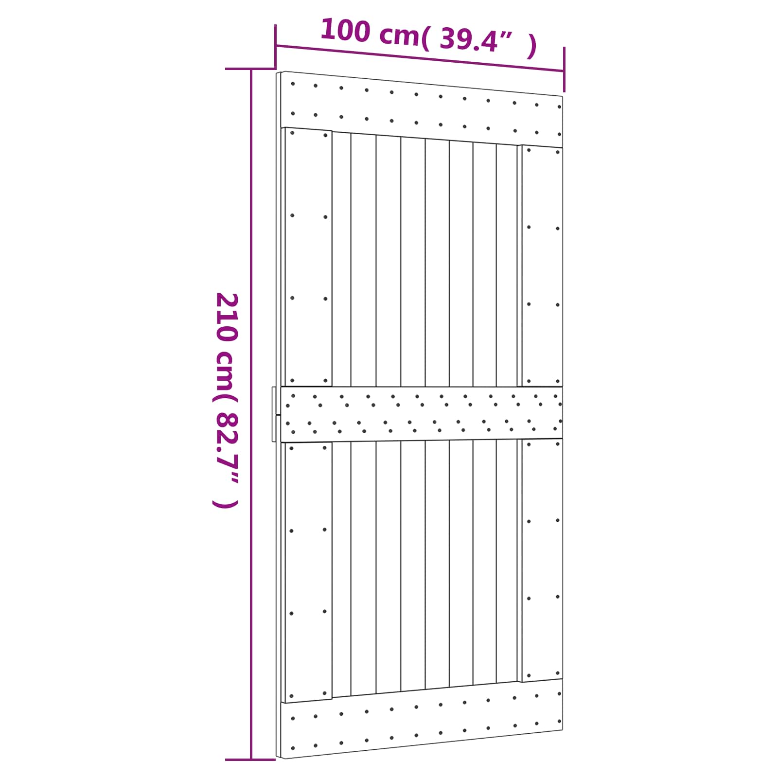 Schuifdeur Naturel en Zwart 100 x 210 cm Massief Grenenhout image 11