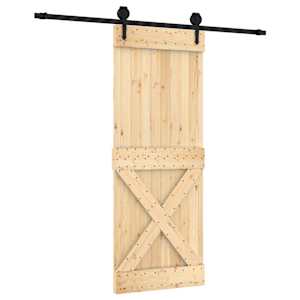 vidaXL Libisev uks Naturaalne ja must 80 x 210 cm Tahke m&auml;nnipuit