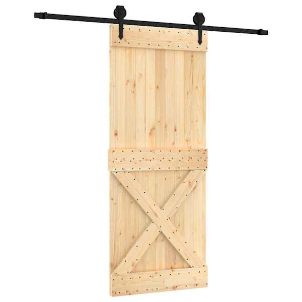 vidaXL Libisev uks Naturaalne ja must 85 x 210 cm Tahke m&auml;nnipuit