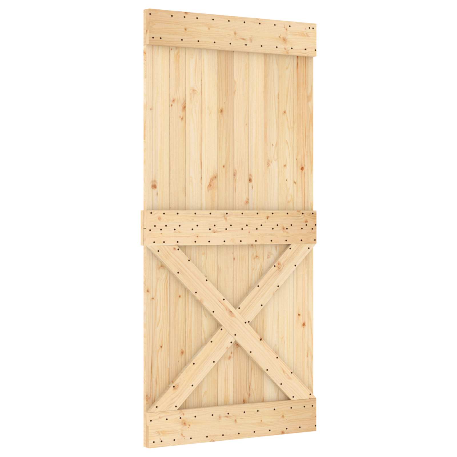 Schuifdeur Naturel en Zwart 95 x 210 cm Massief Grenenhout image 3