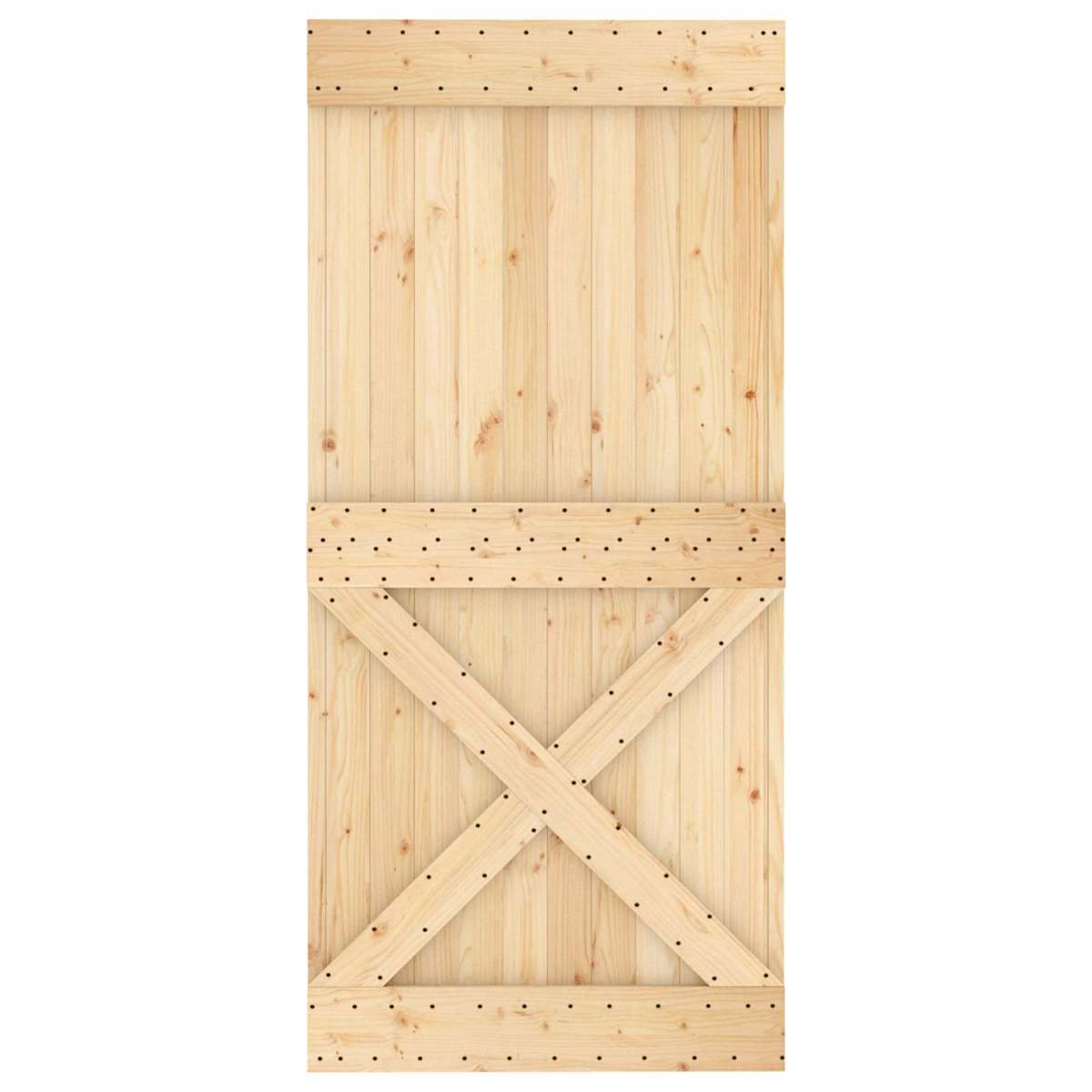 Skydedør Naturfarvet og sort 95 x 210 cm Massivt Fyrretræ - Billede 4