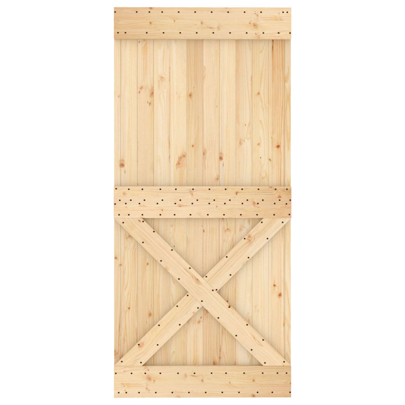 Schuifdeur Naturel en Zwart 95 x 210 cm Massief Grenenhout image 4
