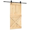 vidaXL Libisev uks Naturaalne ja must 100 x 210 cm Tahke m&auml;nnipuit