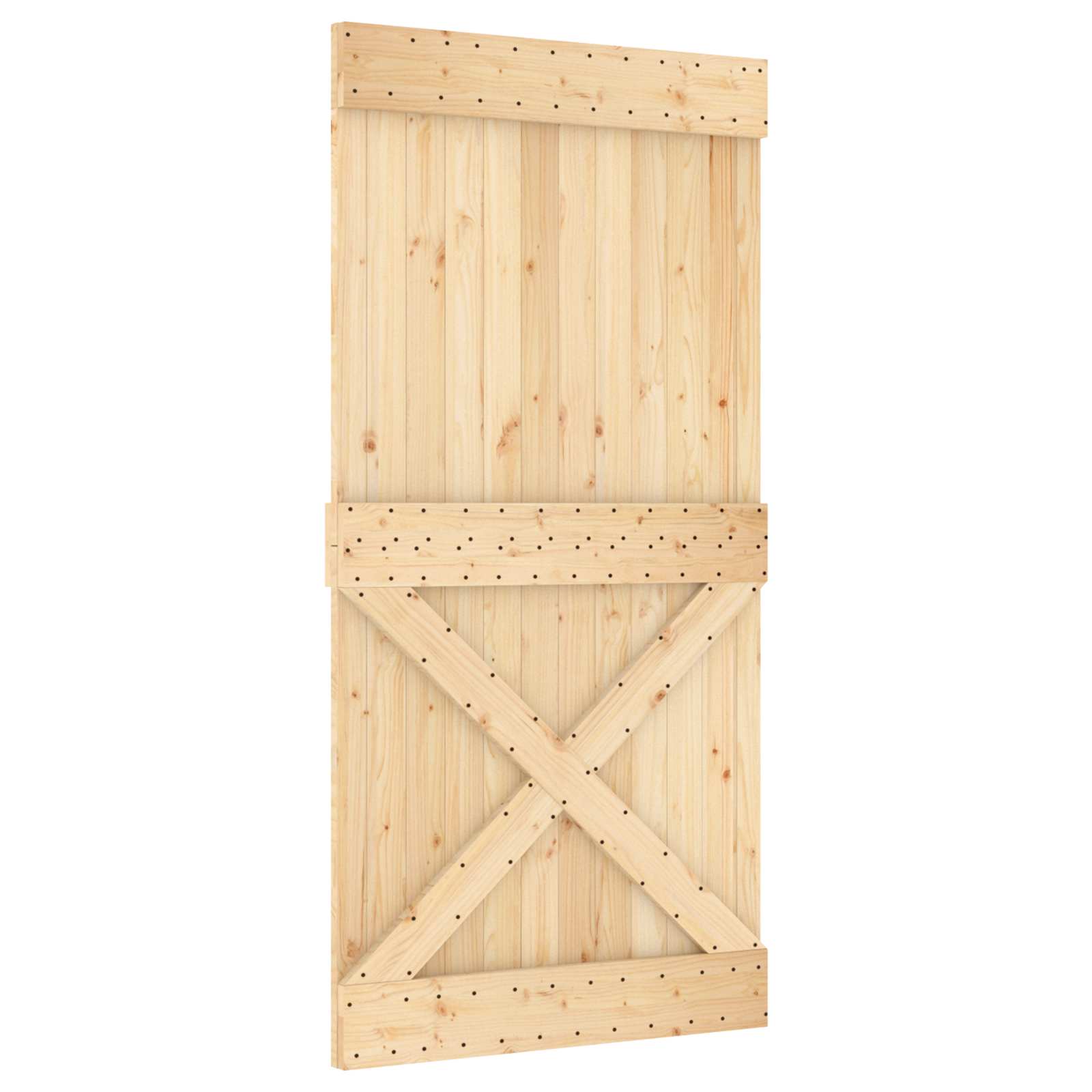 Schuifdeur Naturel en Zwart 100 x 210 cm Massief Grenenhout image 3