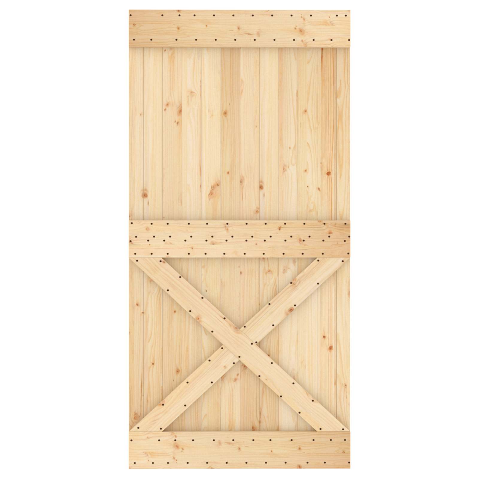 Schuifdeur Naturel en Zwart 100 x 210 cm Massief Grenenhout image 4