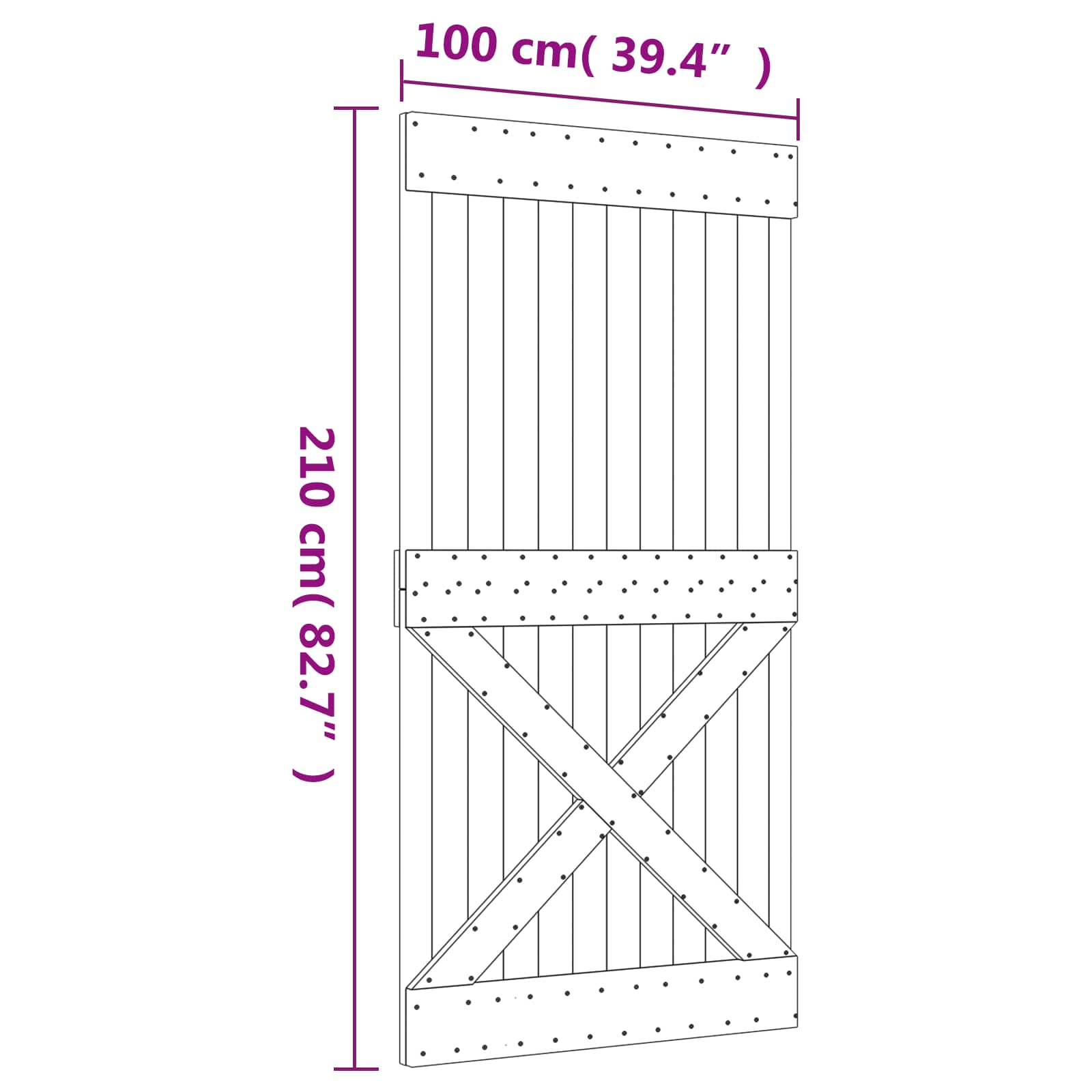 Schuifdeur Naturel en Zwart 100 x 210 cm Massief Grenenhout image 11