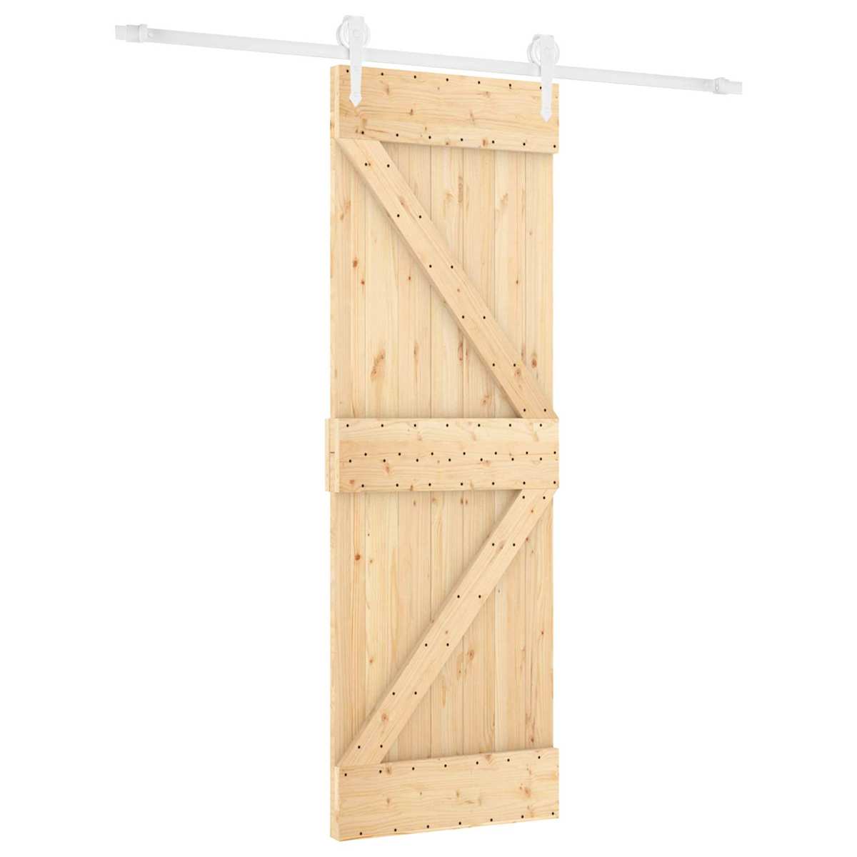 Skydedør Natur og hvid 70 x 210 cm Massivt Fyrretræ - Billede 2