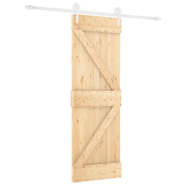 vidaXL Libisev uks Looduslik ja Valge 70 x 210 cm Tahke m&auml;nnipuit