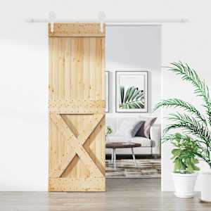 Drsna vrata Naravna in bela 80 x 210 cm Trdna borovina
