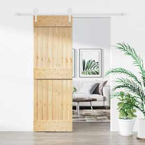 Posuvné dveře Přírodní a bílá 70 x 210 cm Masivní borové dřevo