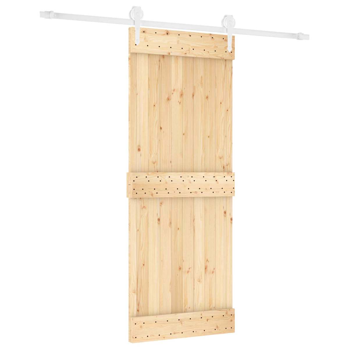 Skydedør 80 x 210 cm Massivt Fyrretræ (Ubehandlet) - Billede 2