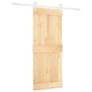 vidaXL Libisev uks Looduslik ja Valge 85 x 210 cm Tahke m&auml;nnipuit