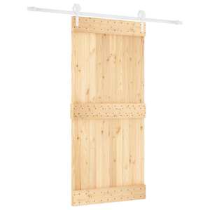 vidaXL Libisev uks Looduslik ja Valge 95 x 210 cm Tahke m&auml;nnipuit