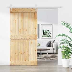 Posuvné dveře Přírodní a bílá 100 x 210 cm Masivní borové dřevo