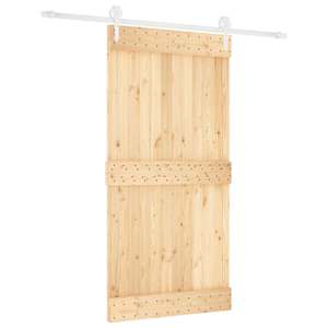 vidaXL Libisev uks Looduslik ja Valge 100 x 210 cm Tahke m&auml;nnipuit