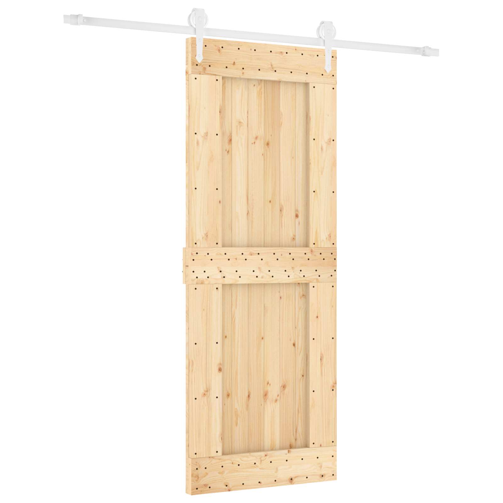 Schuifdeur Natuurlijk en Wit 80 x 210 cm Massief Grenenhout image 2
