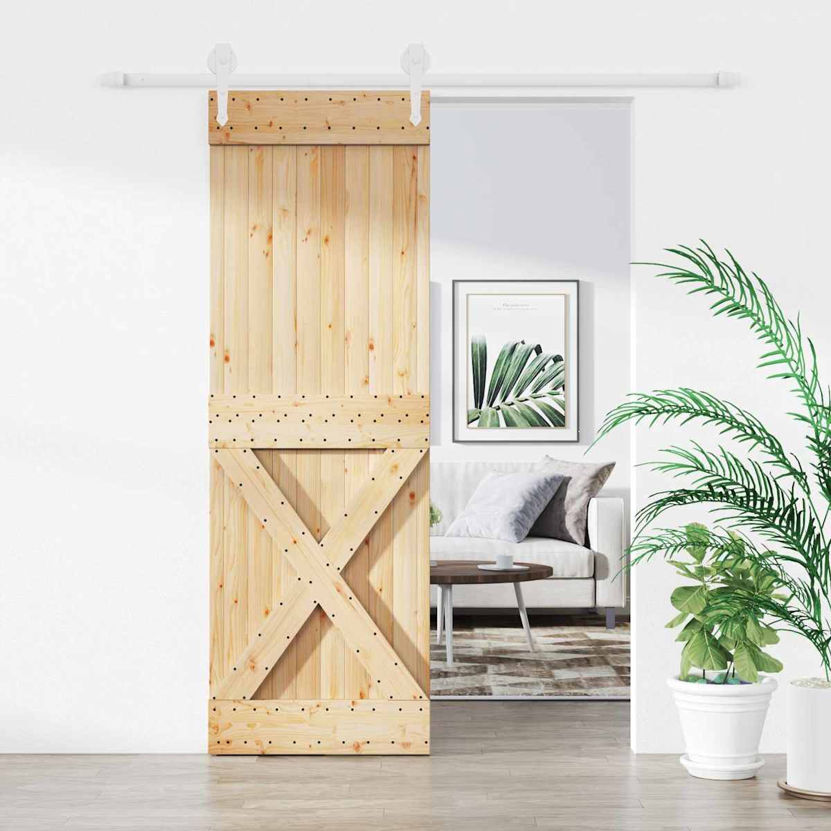 Skydedør 70 x 210 cm Massivt Fyrretræ (Ubehandlet)