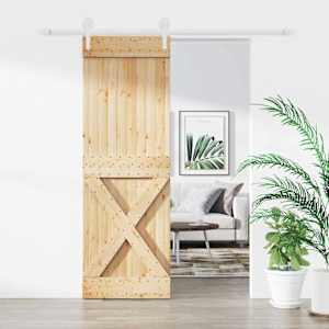 Posuvné dveře Přírodní a bílá 70 x 210 cm Masivní borové dřevo