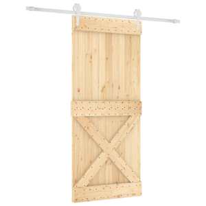 vidaXL Libisev uks Looduslik ja Valge 90 x 210 cm Tahke m&auml;nnipuit