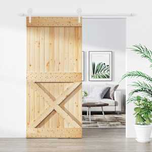 Posuvné dveře Přírodní a bílá 95 x 210 cm Masivní borové dřevo