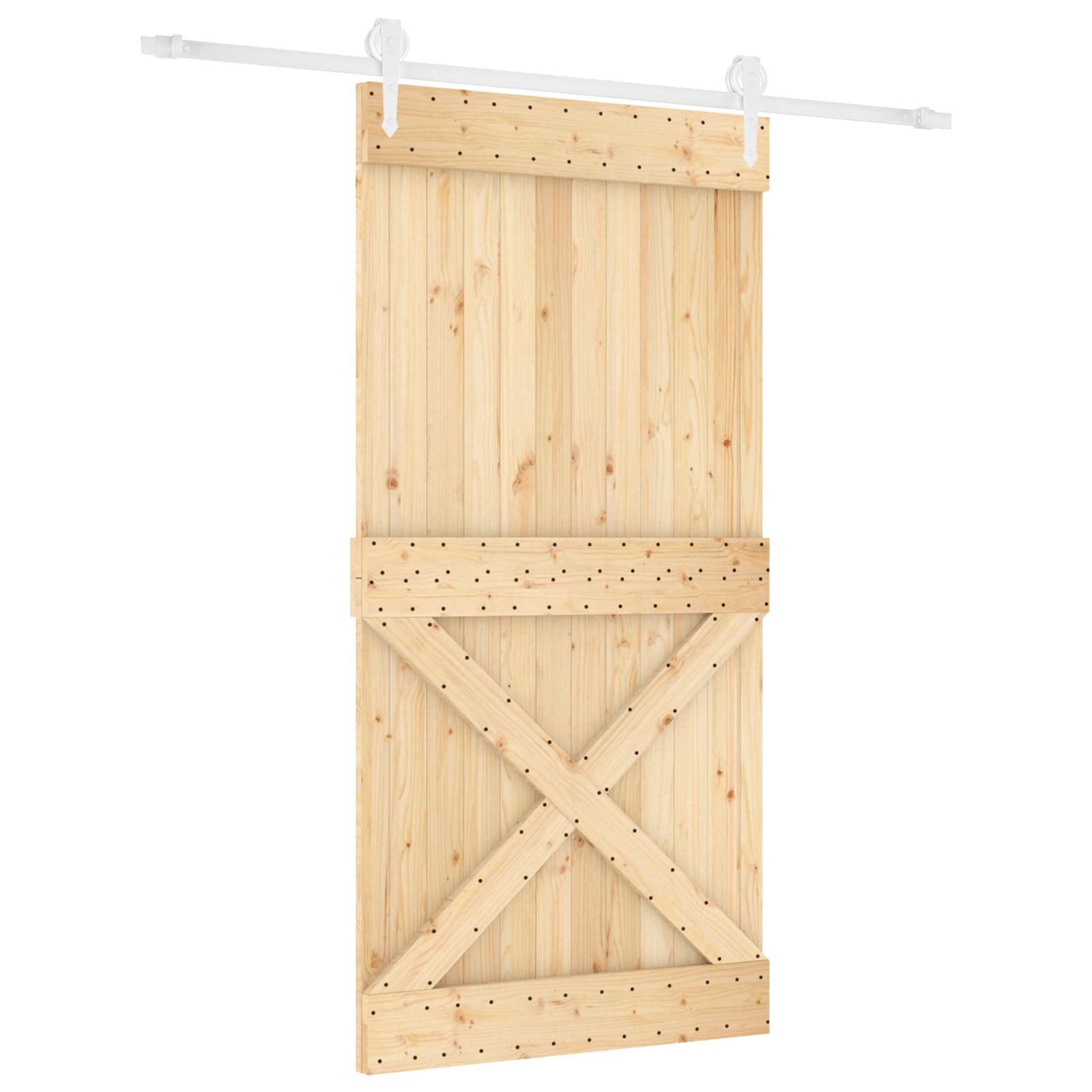 Schuifdeur Natuurlijk en Wit 100 x 210 cm Massief Grenenhout image 2