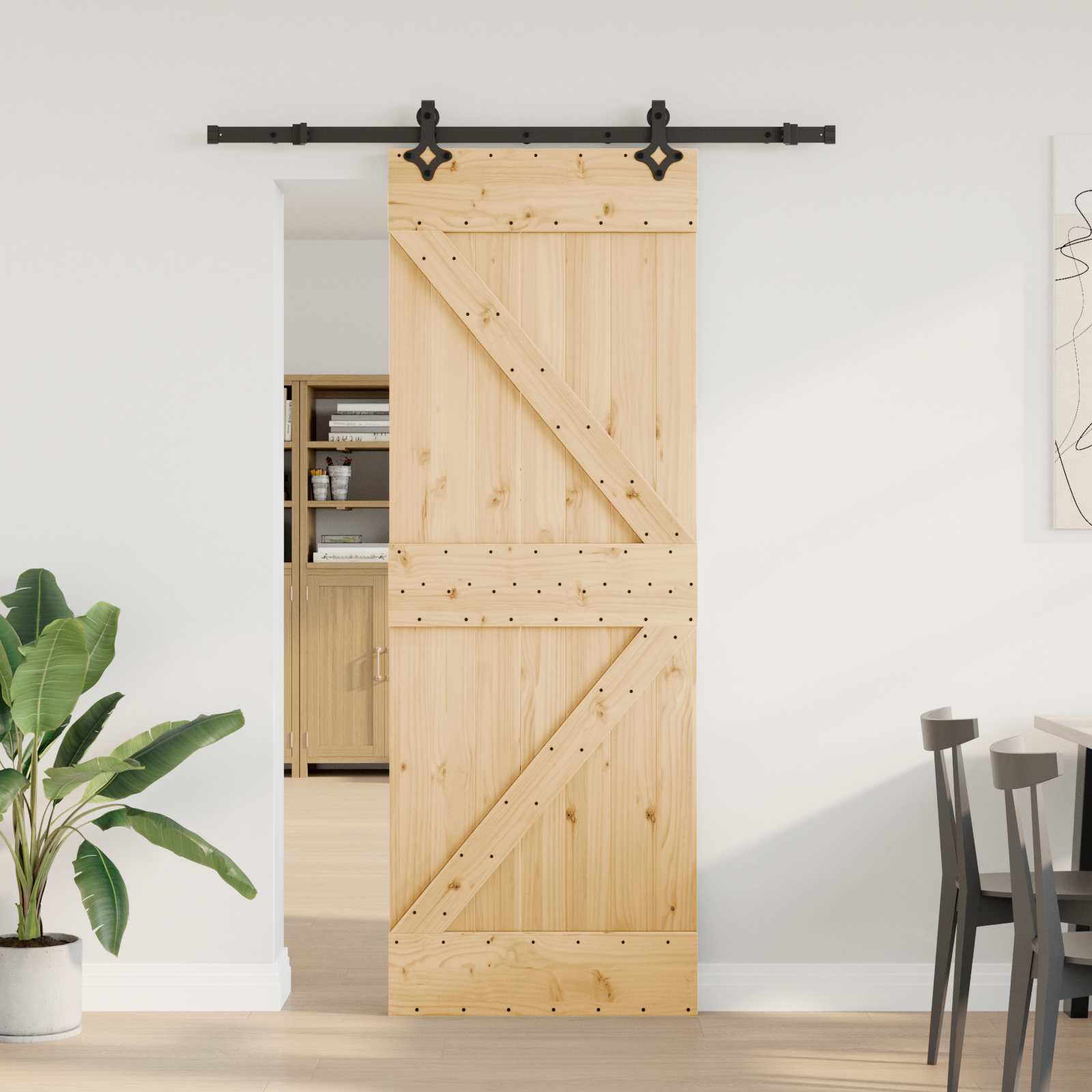 vidaXL Ușă glisantă NARVIK Natural și Negru 70 x 210 cm (152,5 cm)