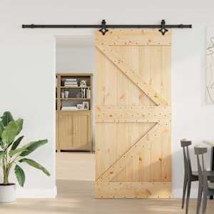 Drsna vrata NARVIK Naravna in črna 100 x 210 cm (213,5 cm)