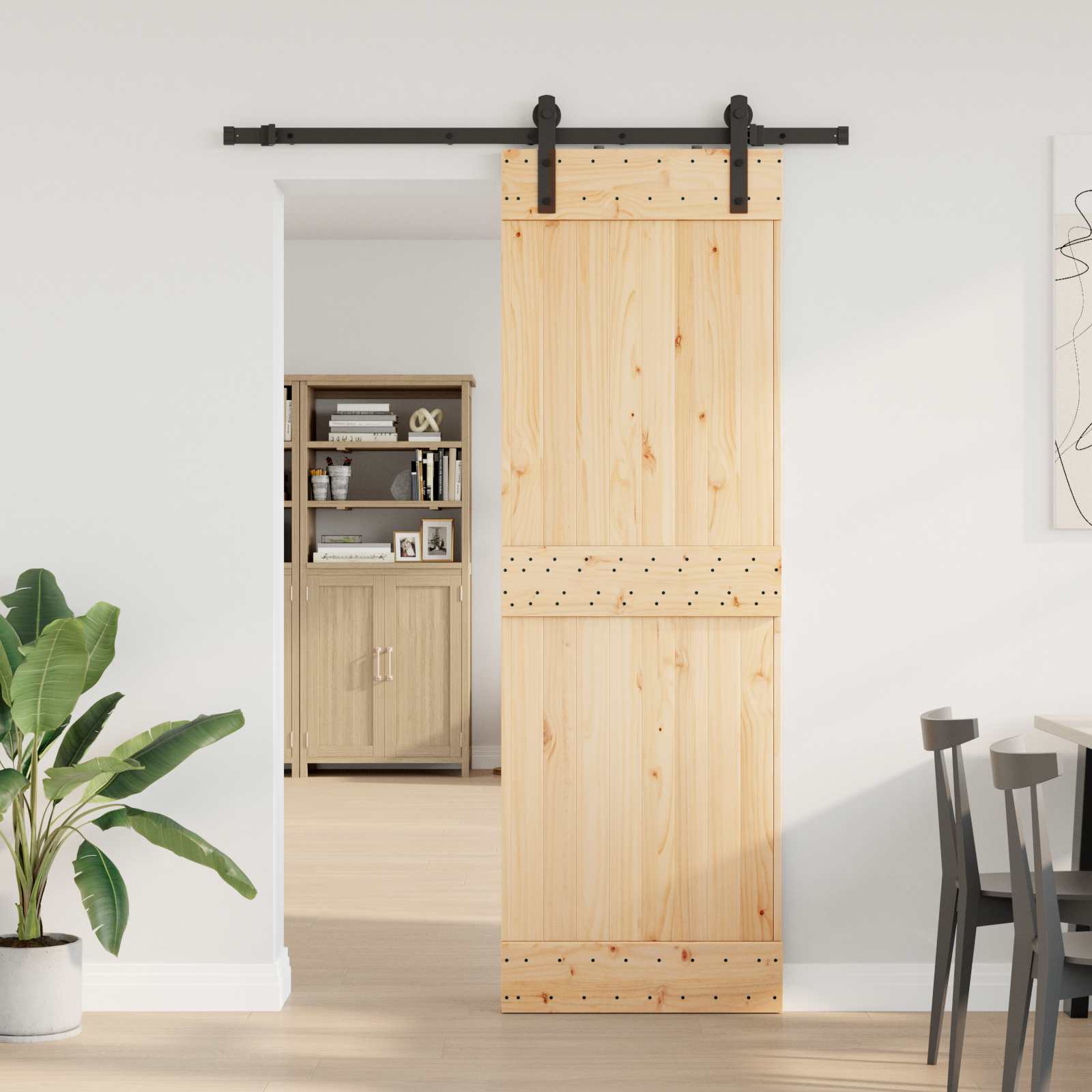 vidaXL Ușă glisantă NARVIK Natural și Negru 70 x 210 cm (152,5 cm)