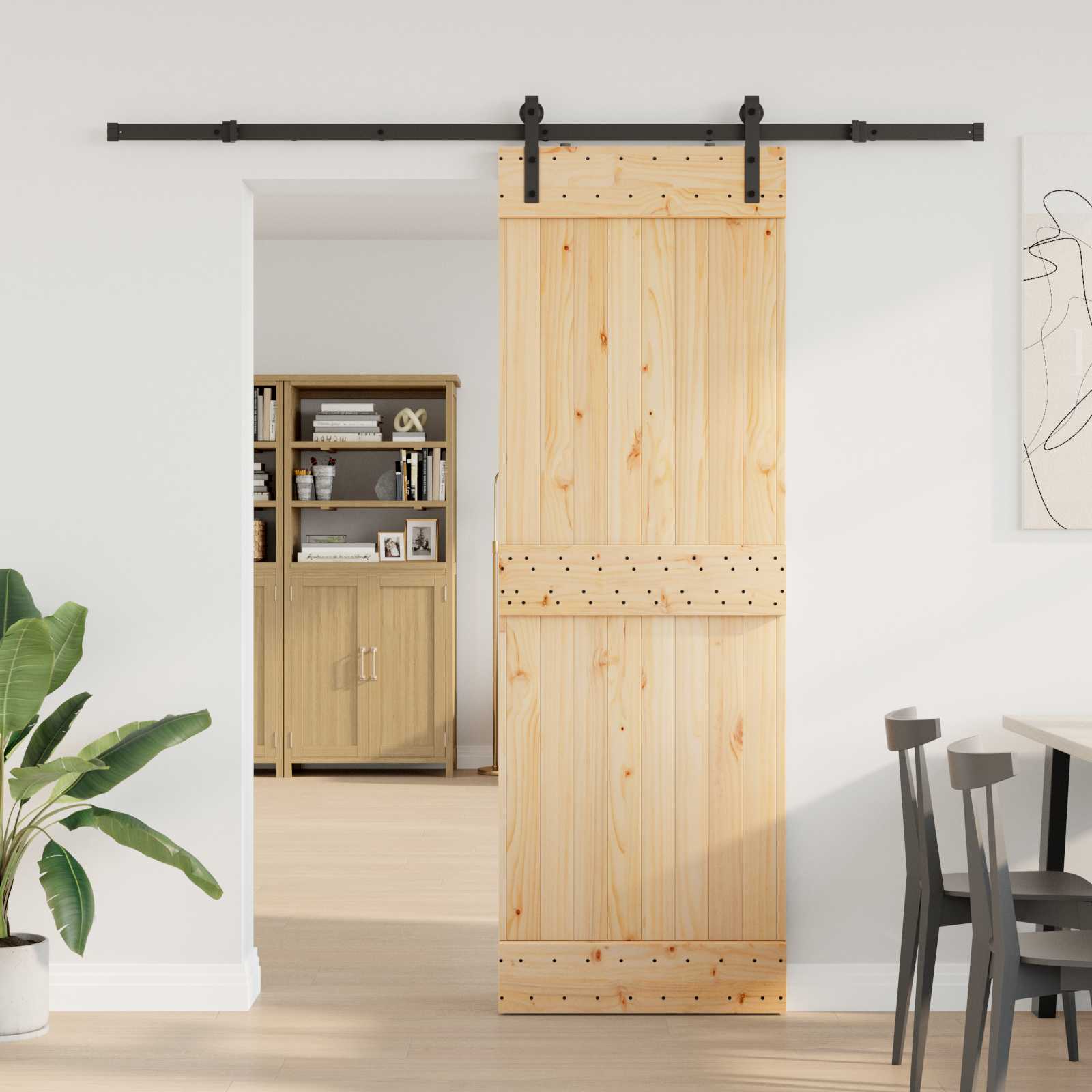 vidaXL Ușă glisantă NARVIK Natural și Negru 70 x 210 cm (213,5 cm)