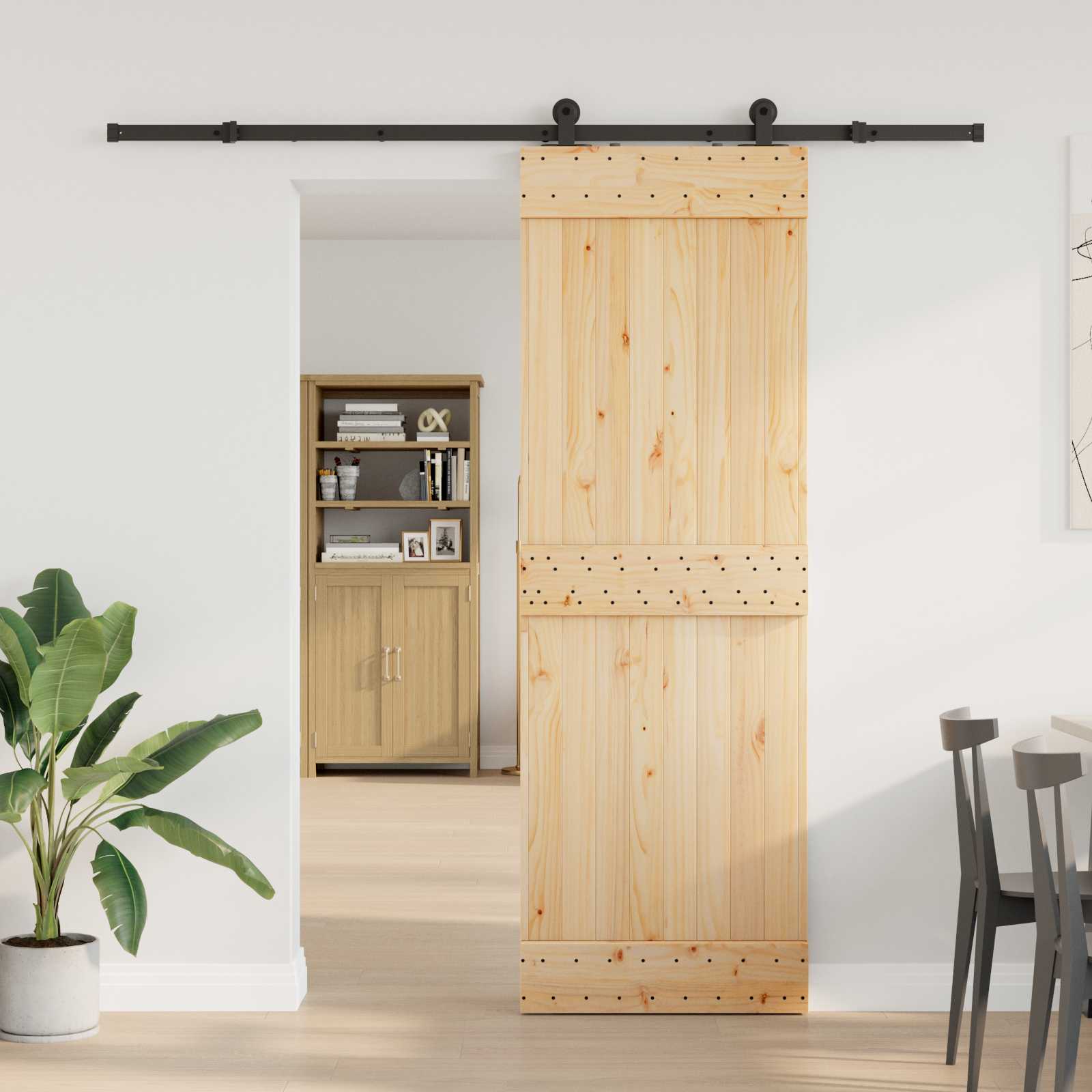 vidaXL Ușă glisantă NARVIK Natural și Negru 70 x 210 cm (213,5 cm)