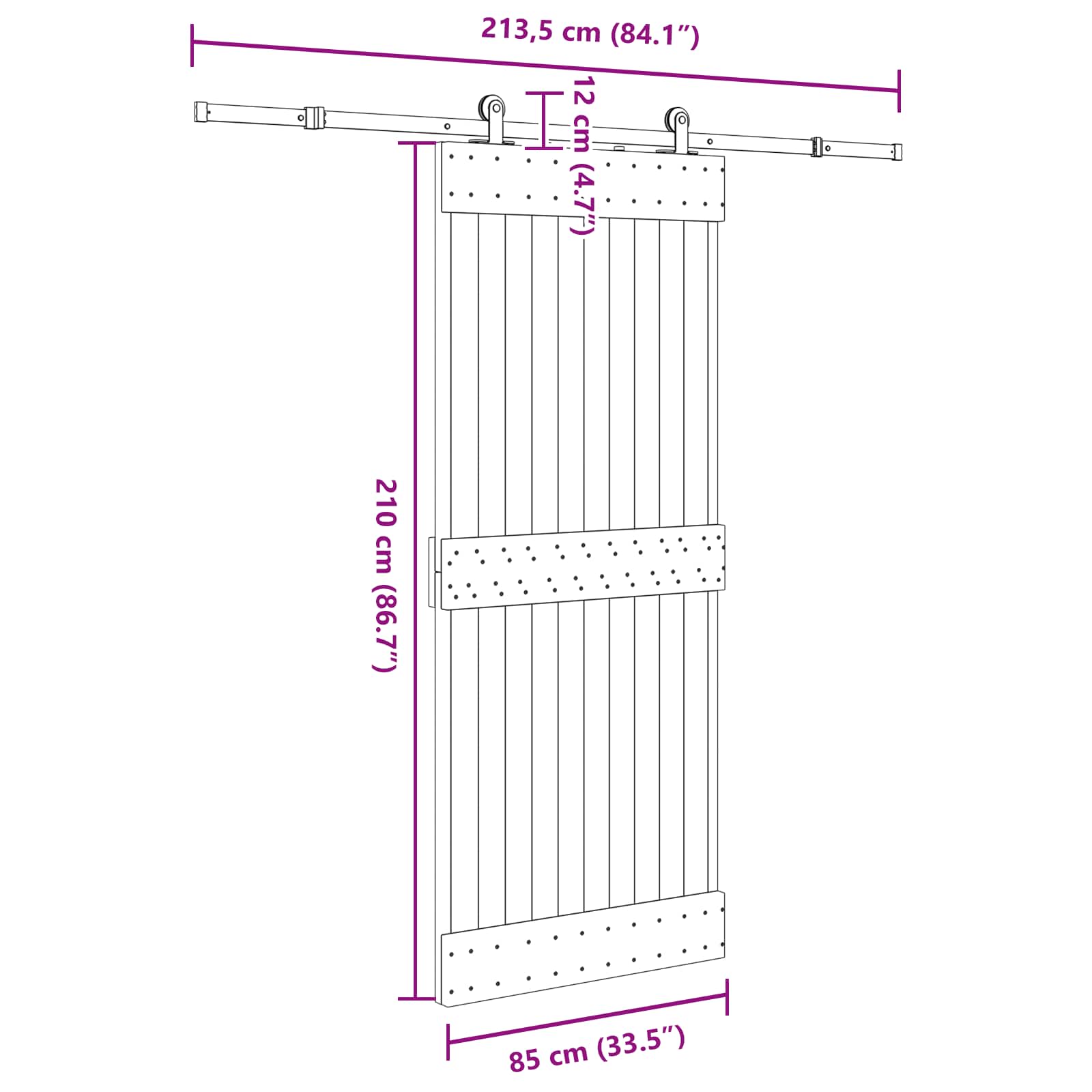 Drsna vrata NARVIK 85 x 210 cm (213,5 cm) Naravna in črna - slika 8