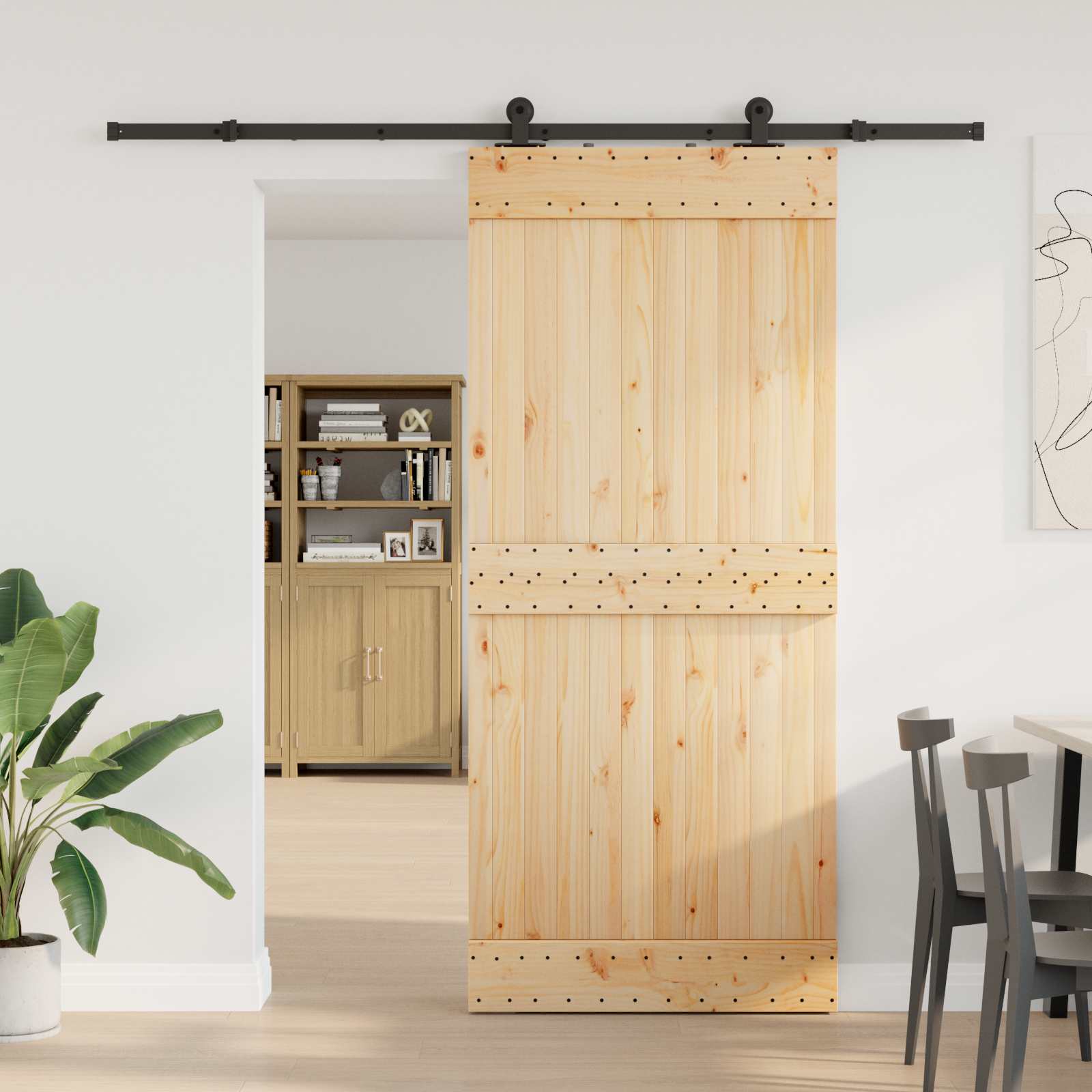 vidaXL Ușă glisantă NARVIK Natural și Negru 90 x 210 cm (213,5 cm)