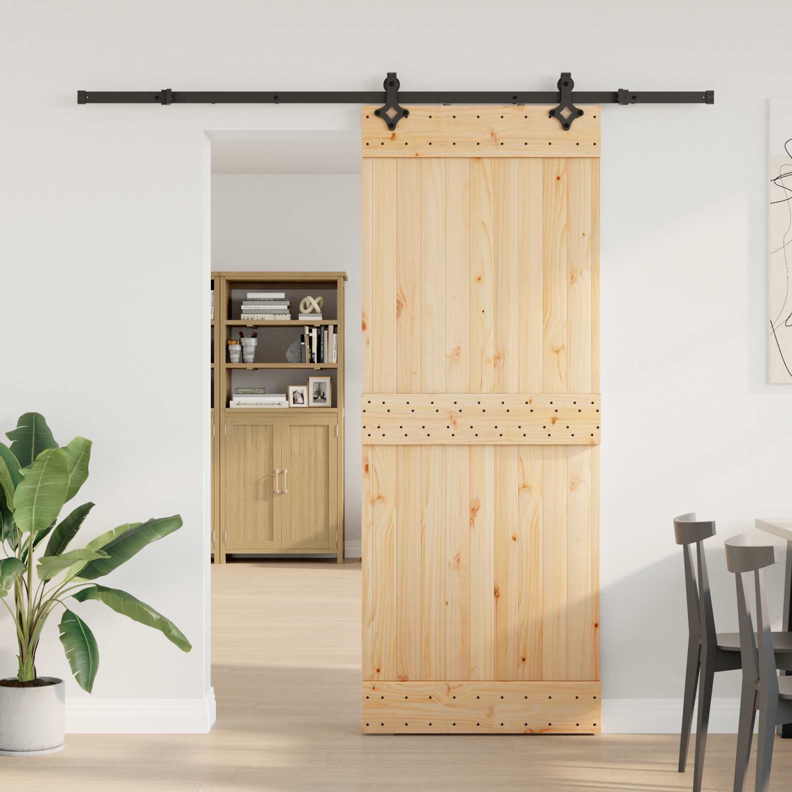 vidaXL Ușă glisantă NARVIK Natural și Negru 80 x 210 cm (213,5 cm)