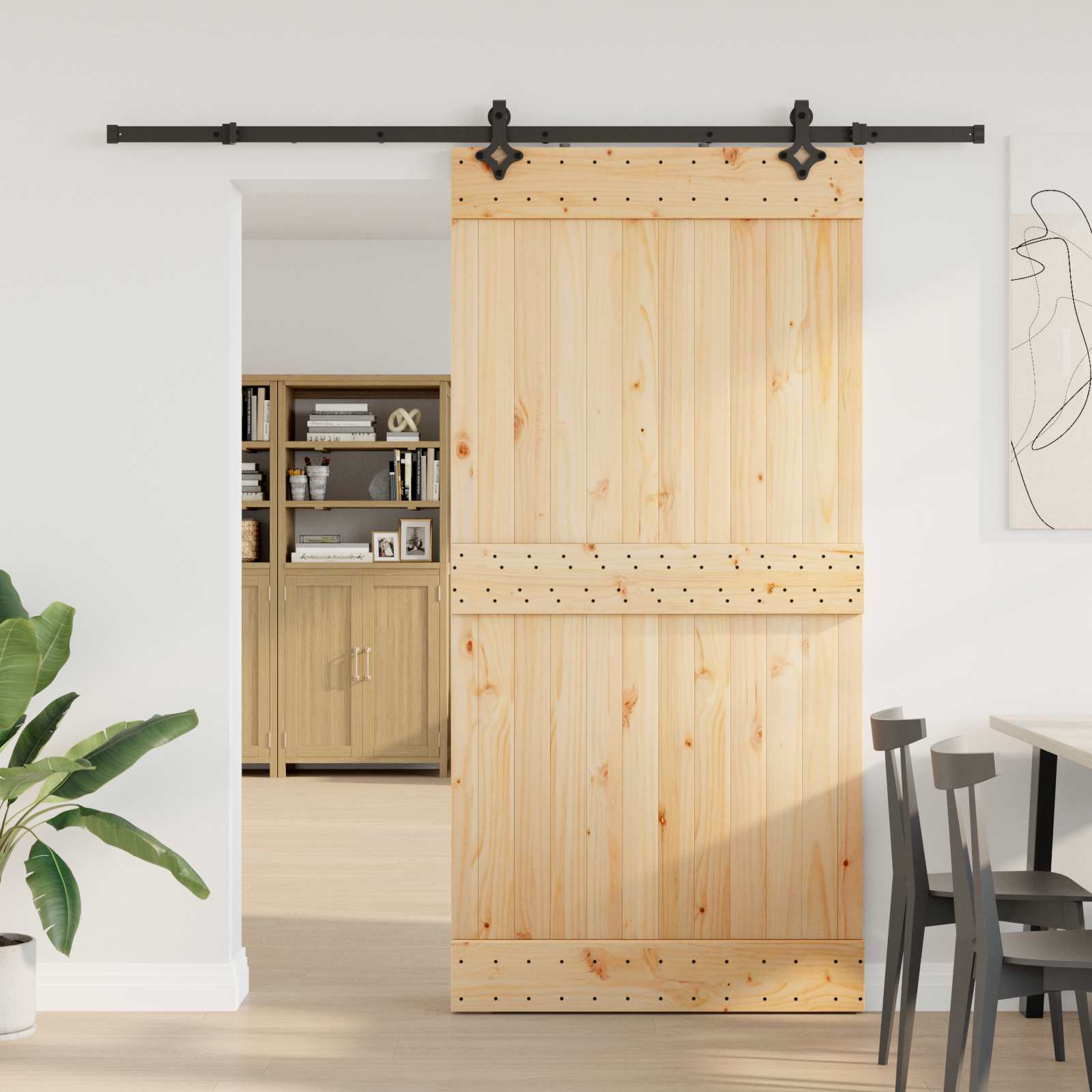 vidaXL Ușă glisantă NARVIK Natural și Negru 100 x 210 cm (213,5 cm)
