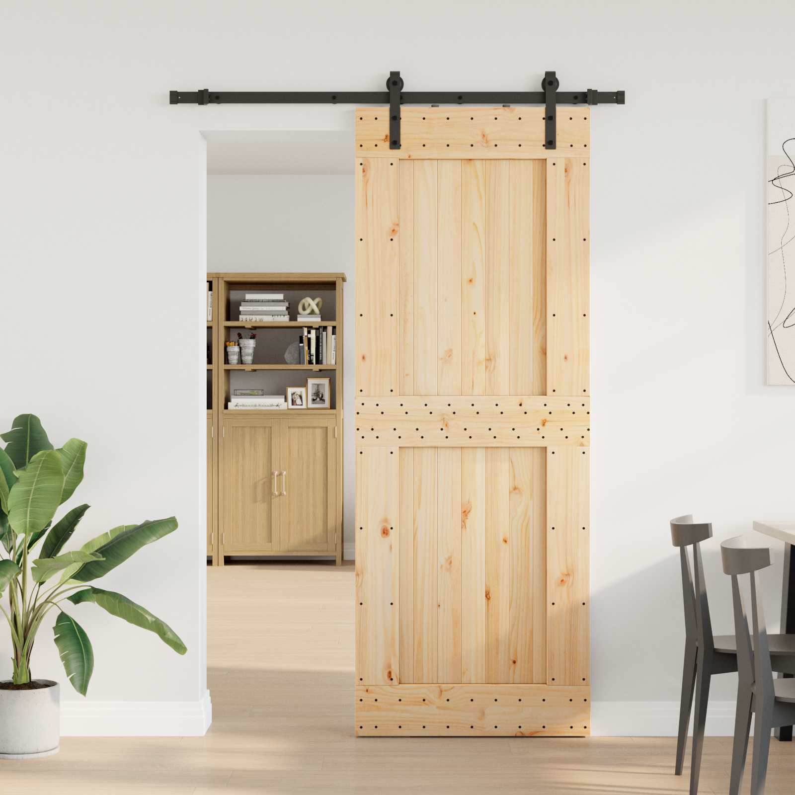 vidaXL Ușă glisantă NARVIK Natural și Negru 85 x 210 cm (152,5 cm)