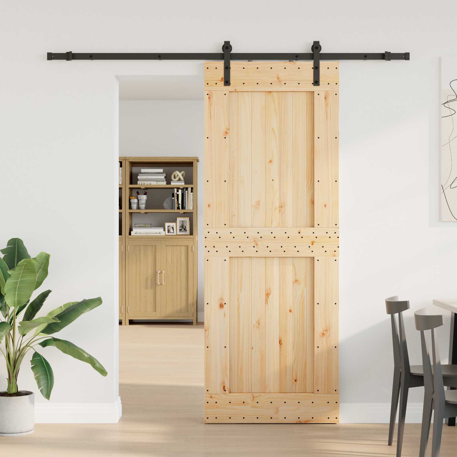 vidaXL Ușă glisantă NARVIK Natural și Negru 85 x 210 cm (213,5 cm)