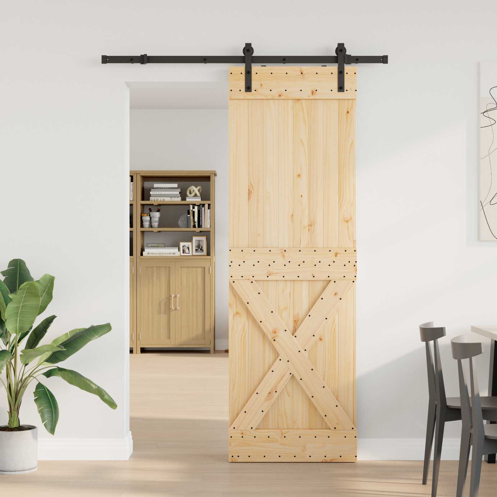 vidaXL Ușă glisantă NARVIK Natural și Negru 70 x 210 cm (152,5 cm)