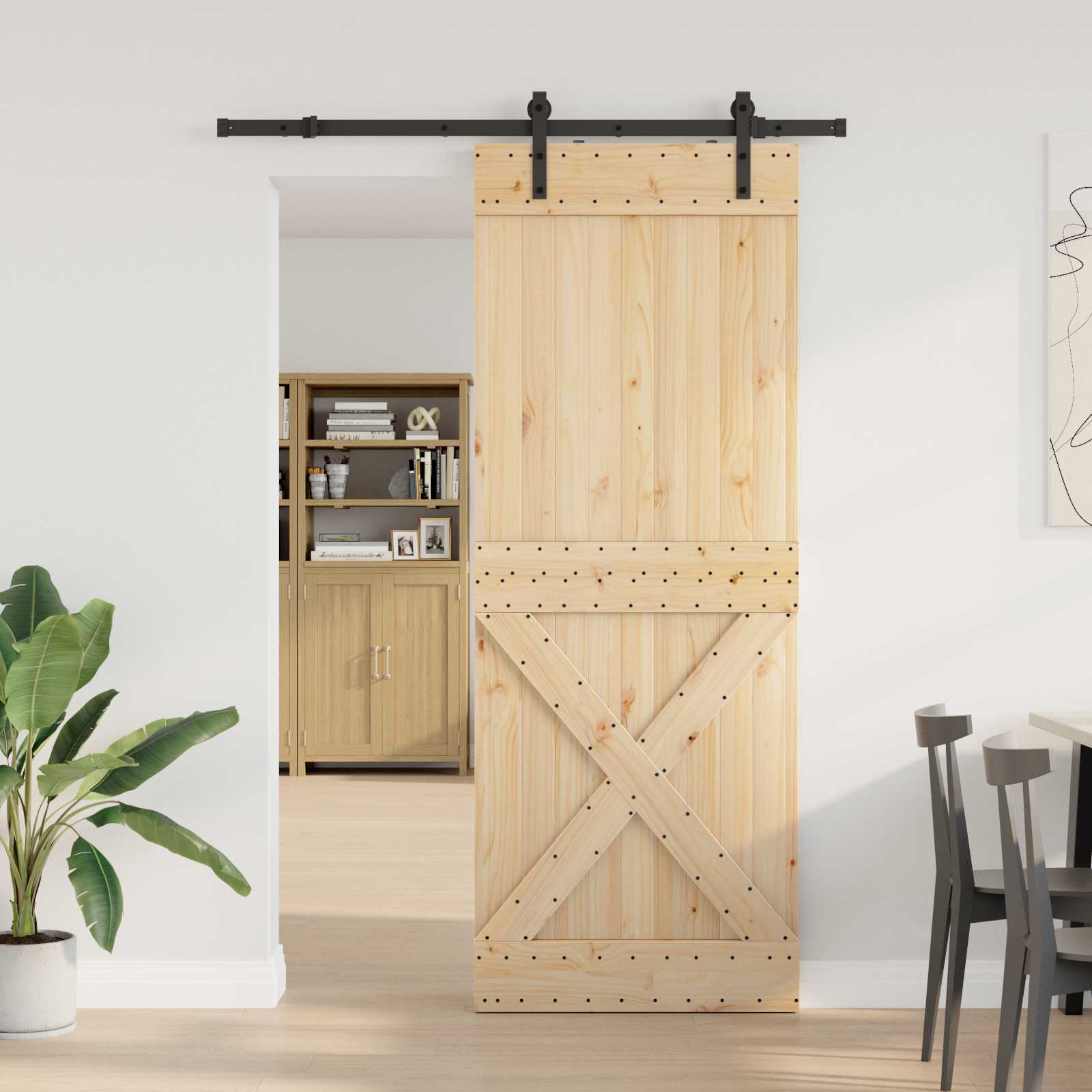 vidaXL Ușă glisantă NARVIK Natural și Negru 85 x 210 cm (152,5 cm)
