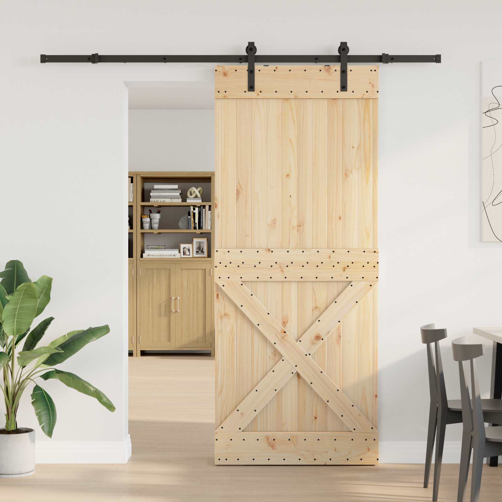 vidaXL Ușă glisantă NARVIK Natural și Negru 100 x 210 cm (213,5 cm)