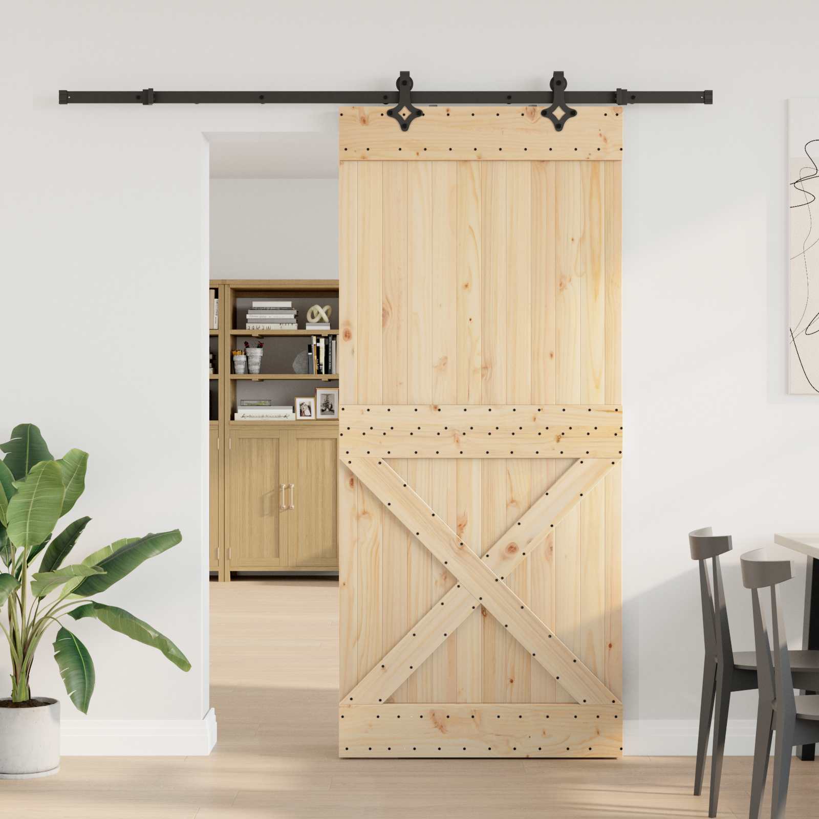 vidaXL Ușă glisantă NARVIK Natural și Negru 100 x 210 cm (213,5 cm)