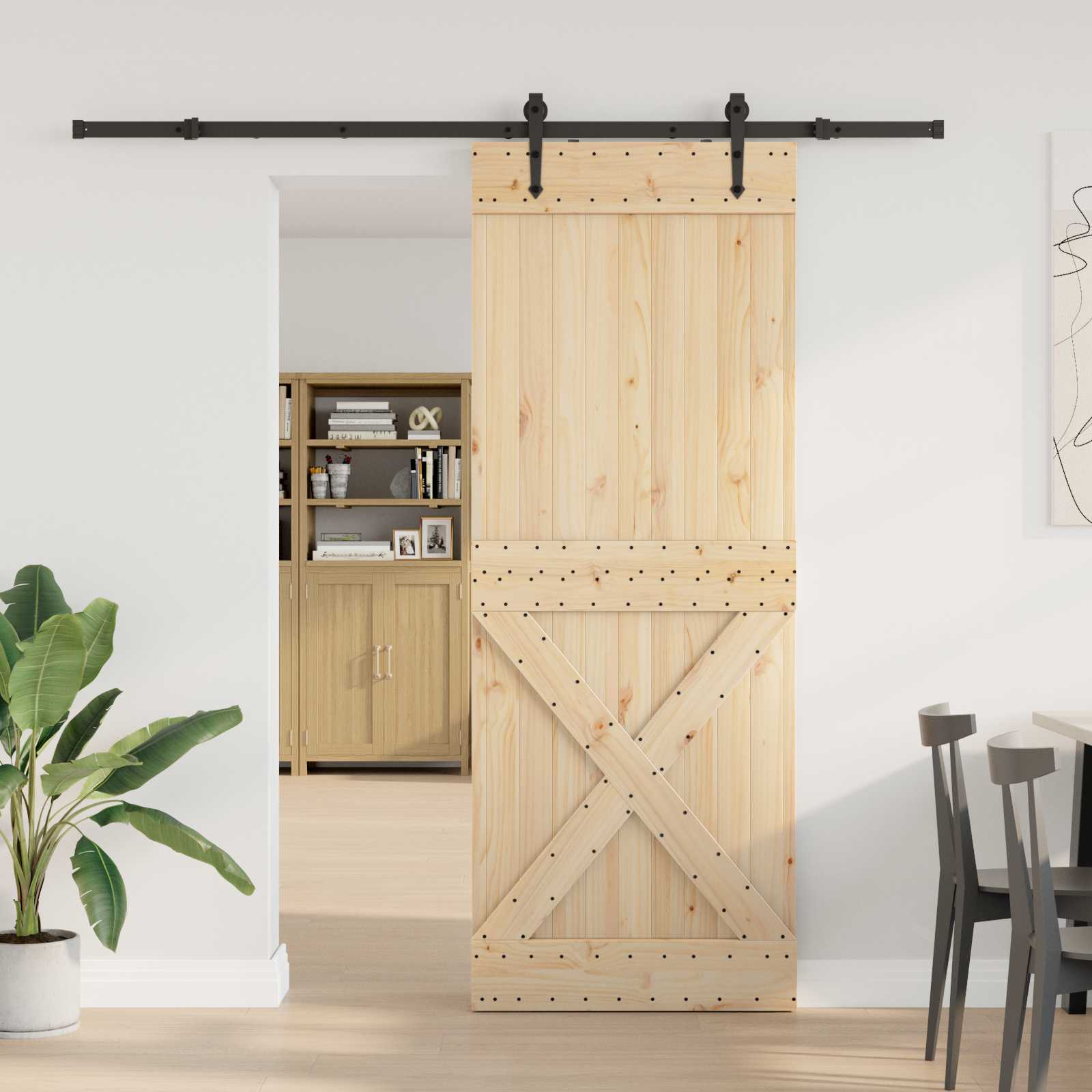 vidaXL Ușă glisantă NARVIK Natural și Negru 85 x 210 cm (213,5 cm)
